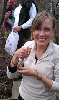 Playing with snakes at staff training.