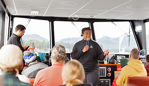 Marine Operations share Southeast Alaska’s breathtaking scenery, vibrant wildlife, and rich cultural heritage with guests.