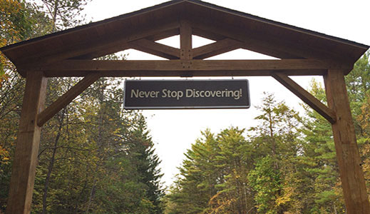 Never Stop Discovering entrance to Shaver's Creek Environmental Center.